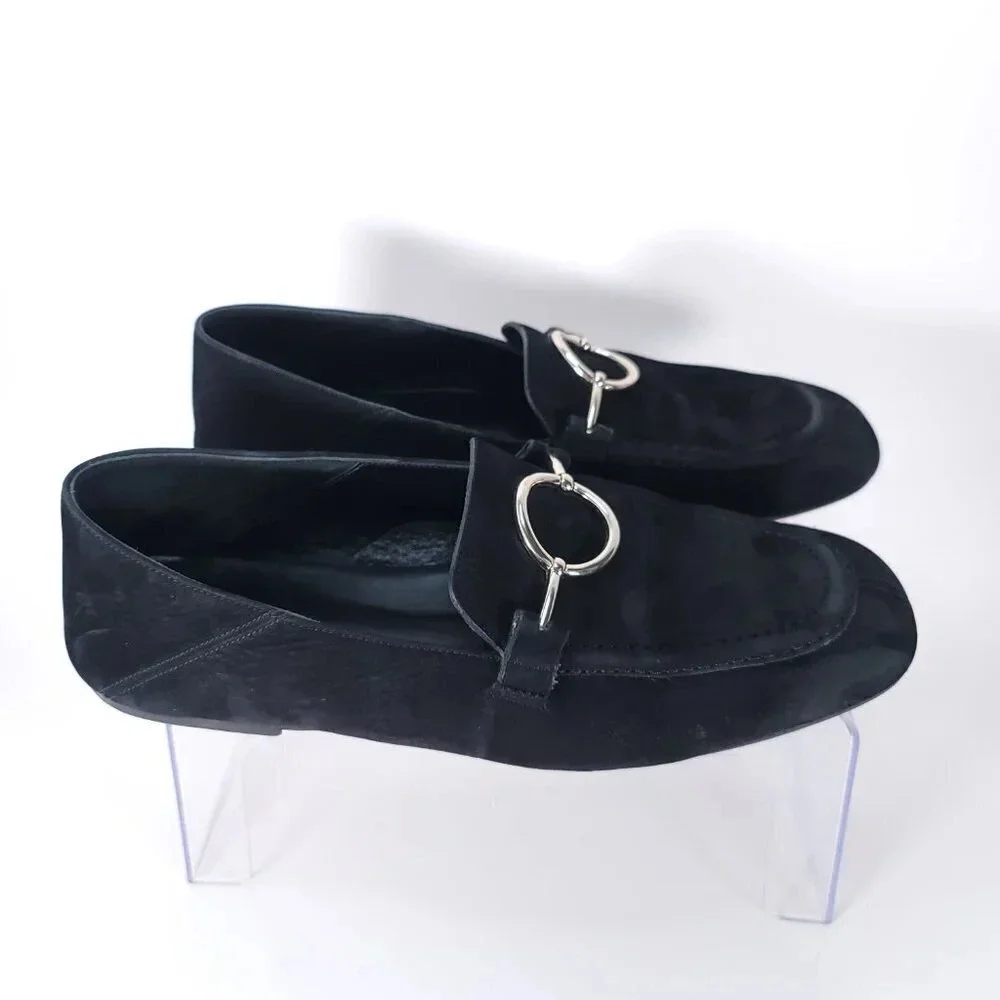 Via Spiga Abby‎ 2 Womens 8.5 Black Leather Slip On Loafer Chic Timeless Minimal